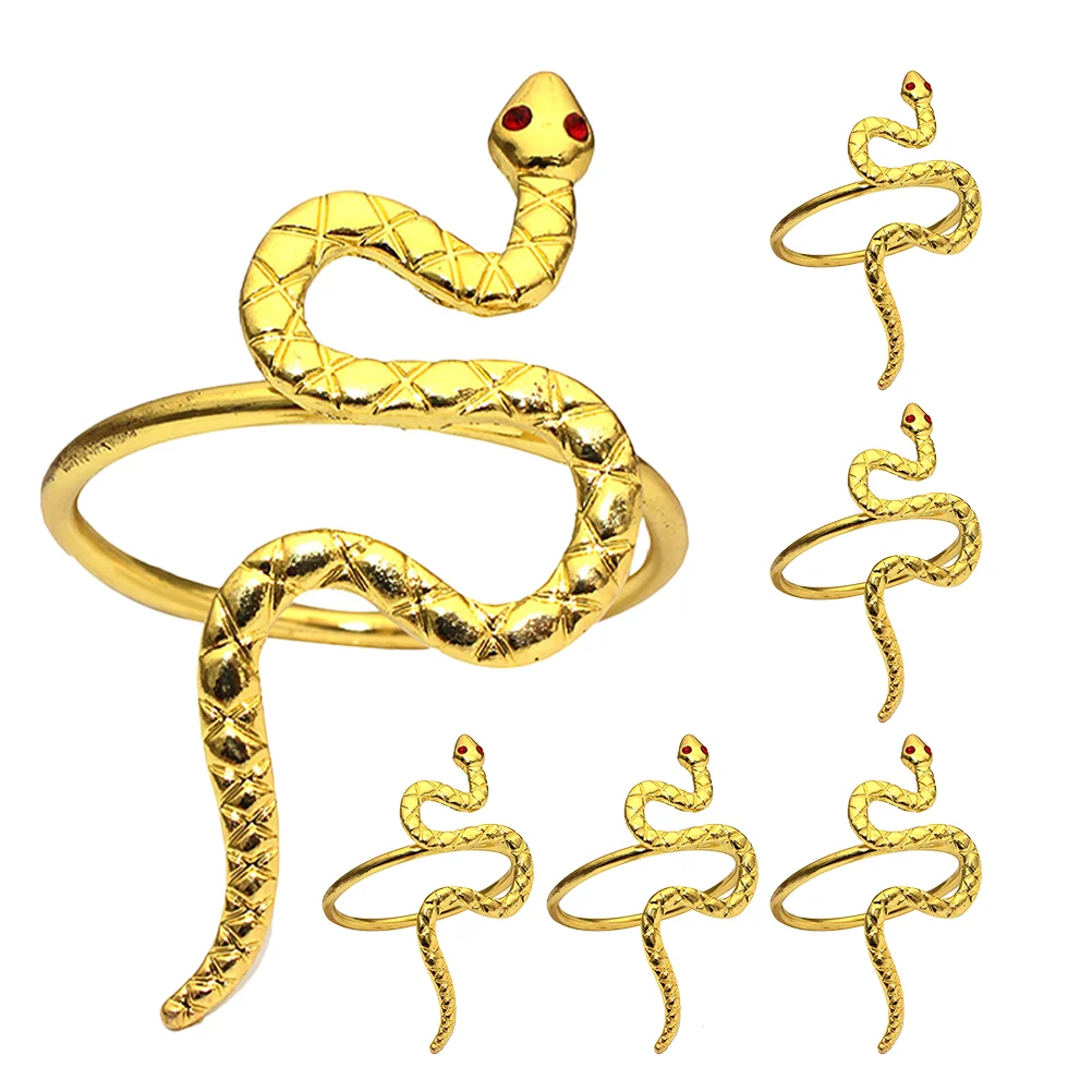 

6 Pcs Napkin Ring Rings Snake Year Celebration Tabletop Accessories Event 2025 New Decor Alloy Clips Party Banquet Festive