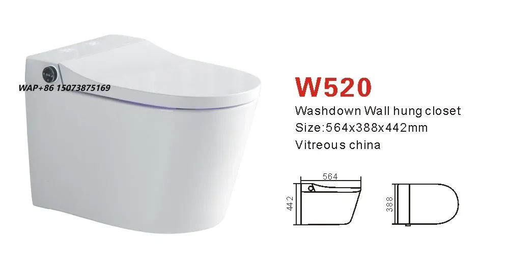 Chaozhou Modern Rimless Electric One Piece Elongated Bidet Toilet Wall Hung Ceramic Smart Toilet with Remote Control