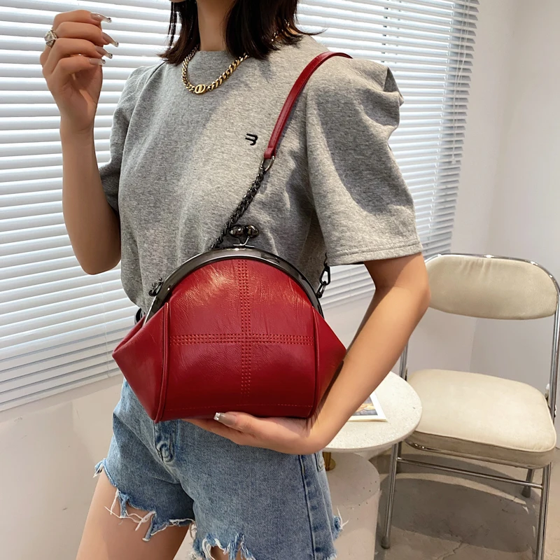 Vintage Fashion Crossbody Bags For Women Pure Color Large Capacity PU Leather Shell Purses And Handbags 2022 Luxury Designer Bag