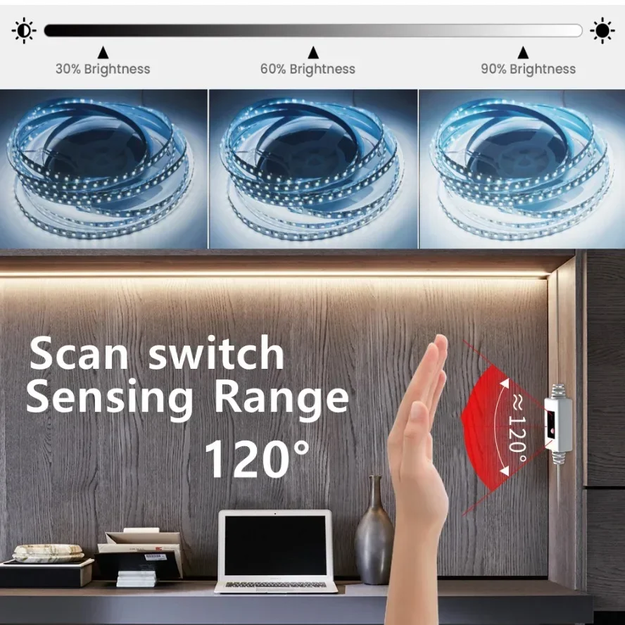 5V USB regulable SMD2835 5m tira de LED hogar TV Fondo escalera decoración tira de lámpara Flexible con respaldo adhesivo 60LEDs/m