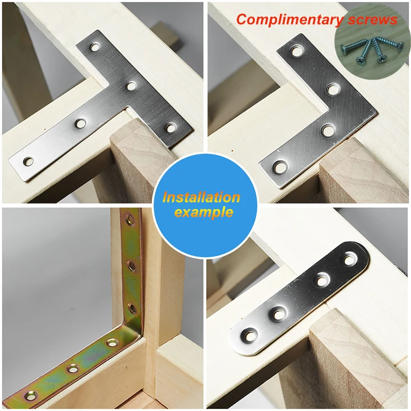 

Stainless Steel Angle Plate Corner Brace L Shaped Flat Repair Bracket Connector Furniture Fixing Hardware