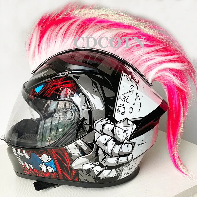 Car Motorcycle Helmet Decorations Hair Punk Colorful Cockscomb Motocross Full Face Off Road Helmet Accessories Stickers Cosplay