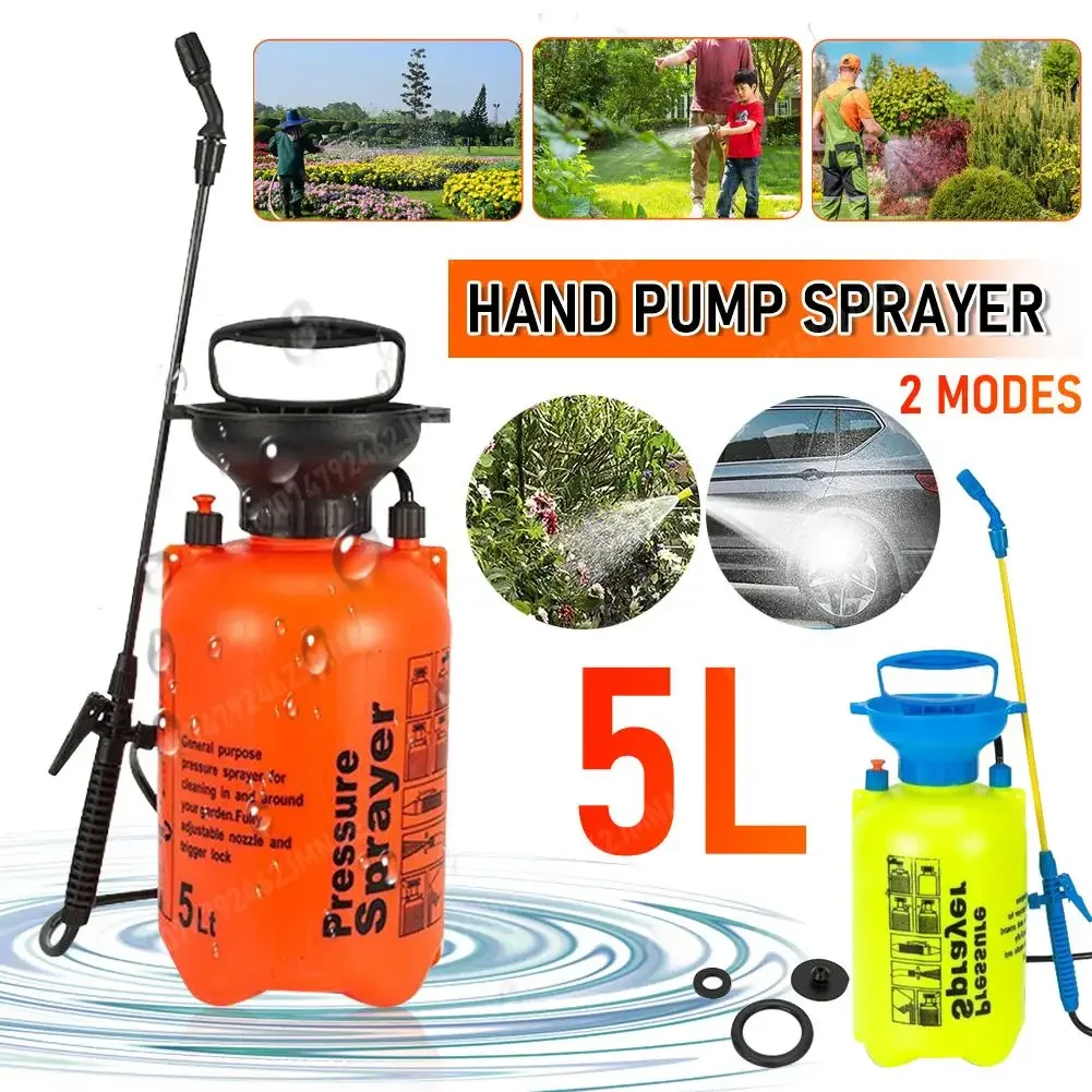 Pulverizador de Presión para Jardín de 2L y 5L, Bomba de Agua con 2 Modos, Botella de Pulverización para Plantas, Correa Ajustable para Jardín y Agricultura