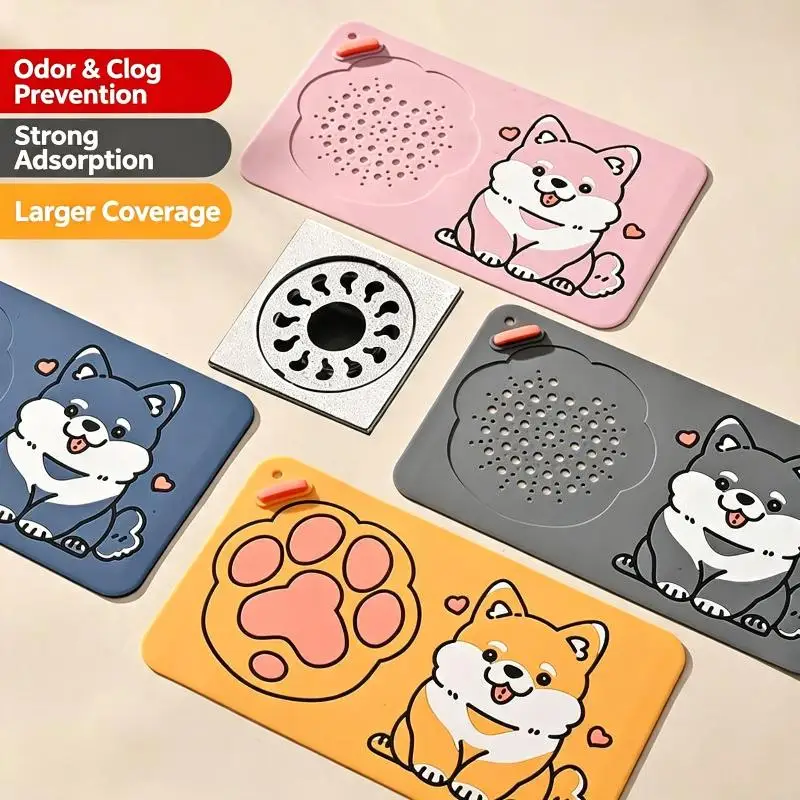 Bathroom Deodorizing Drain Cover Food Grade Silicone Anti-Clog Drain Mat for Kitchen Toilet Laundry Sink Home Use