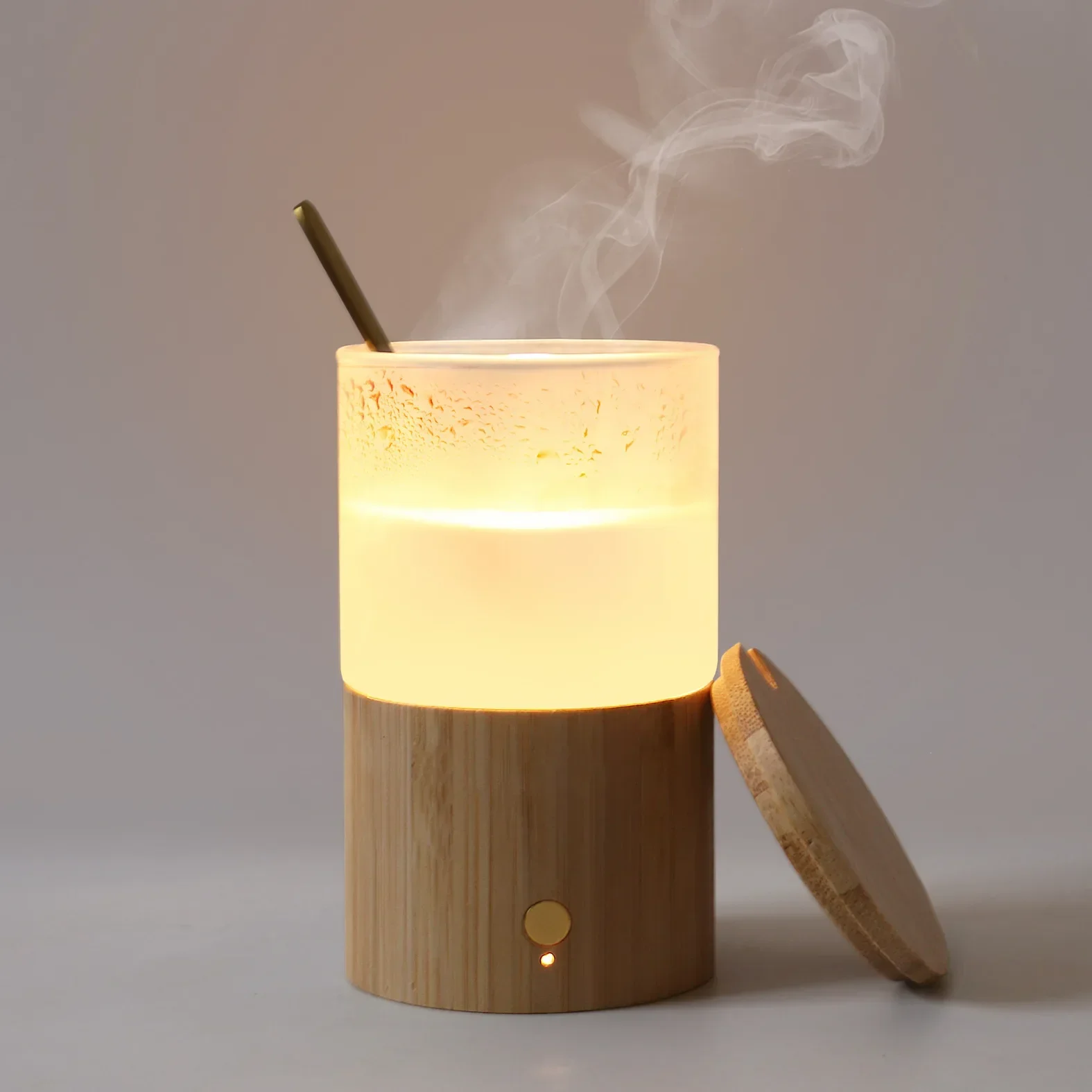 Constant Temperature Cup Night Light Plug-in Wooden Bedroom Bedside Light Thermal Insulation Luminous Creative Gift Light