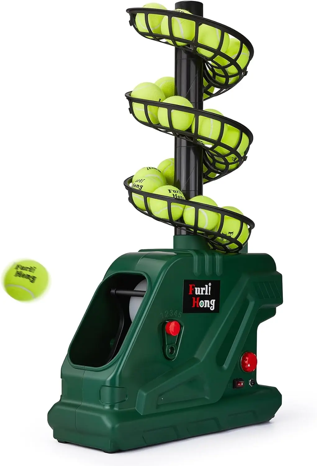 

3819BH Portable Tennis Ball Machine 5 Adjustable Angles 2 Power Levels 4 Serve Intervals Up to 30 MPH for All Skill Levels