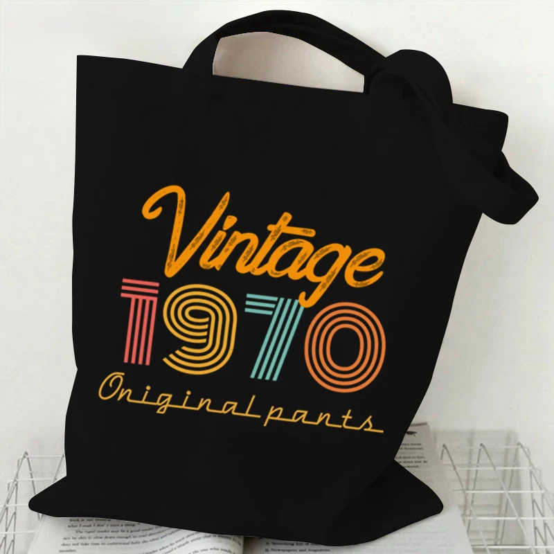 Vintage 1974 Tote Bag for Women Bag 1970~1979 Canvas Shopping Bag Large Capacity Shoulder Eco Reusable Handbags