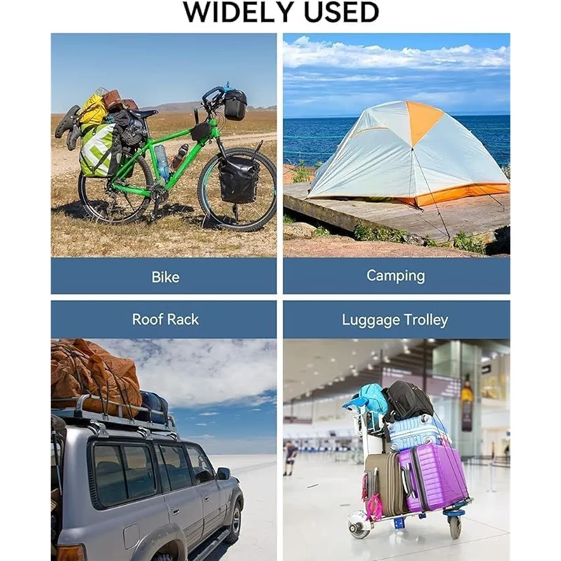 

M12K-8Pcs Регулируемые 48-дюймовые банджи-шнуры с карабинами, регулировка от 7 до 48 дюймов, для грузовых автомобилей, велосипедов, багажа, тележек, грузовиков и т. д.