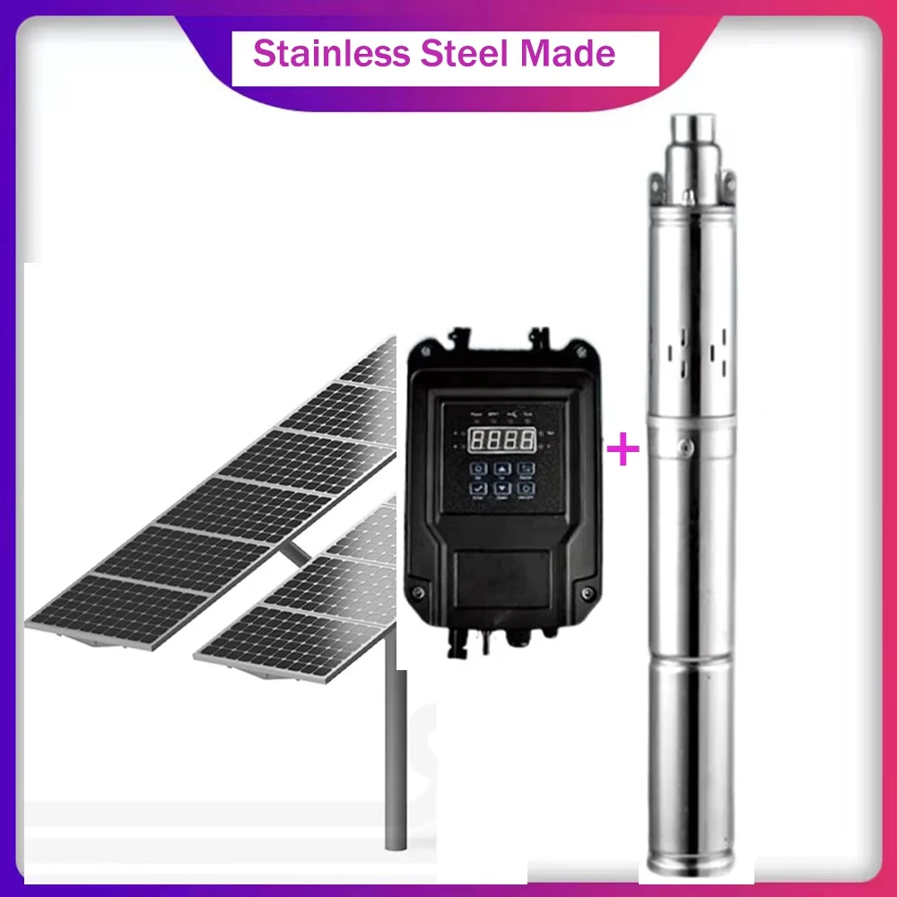 750W 100W 1200W DC 48V 60V 72V Solar Deep Water Pump Stainless Steel Solar Submersible Pump Max head lift 180M for Agriculture