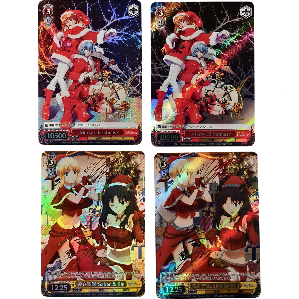 Anime WS Collection Card Fate/stay Night Tohsaka Rin Altria Pendragon Signature Card Refractive Color Rainbow Flash UV Kid Gift