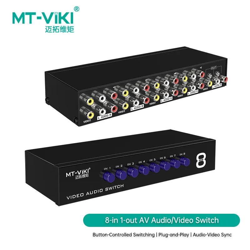 

MT-VIKI 8 Port AV Switch RCA switcher Audio Video Selector 8 Input 1 Output Audio and video switche MT-831AV