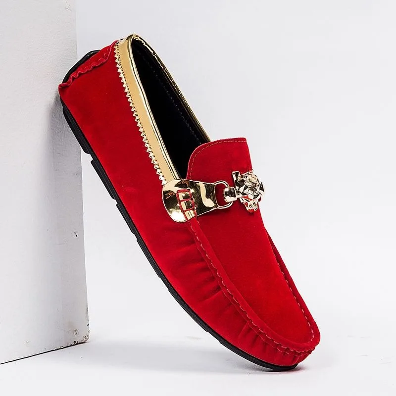 38-48 Designer Loafers Shoes Man Luxury Black Red Casual Business Man Slip On Shoes Office Suede Loafers Herren Mocasines Mujer