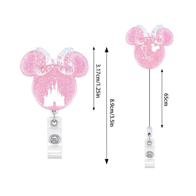 Colorful Shiny Many Minnie Style Rotate Badge Reel Nurse Workers Enfermera ID Holder Retractable Card Holder Accessory