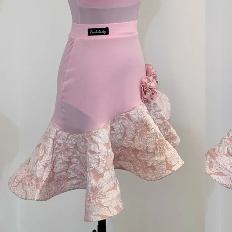 Customized Latin Dance Dear Wear Training Performance Competition Outfits - Split Front Fishbone Skirt with Strapless Top