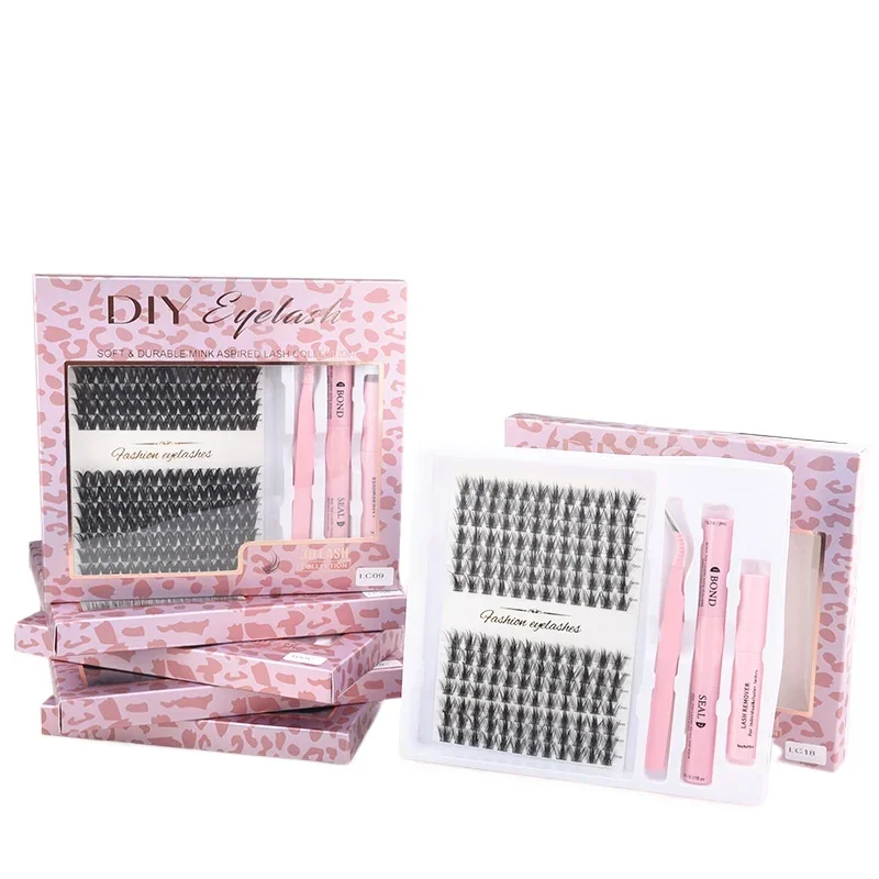 مجموعة مزيل غراء الرموش الطبيعية، ملحقات الرموش العنقودية الفردية CC حليقة رمش ملحقات مروحة 8 صندوق