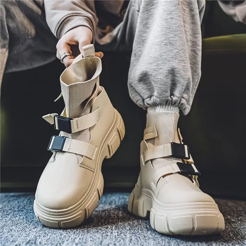 

Slip-On Platform Elasticity Men's High Cut Sock Boots Classic Low Price Offer Cheap Footwear Trendy 2025 Winter Male Shoes Sale