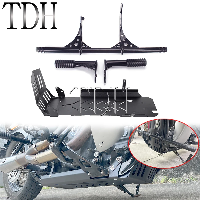 

Rear Passenger Foot Pegs Crash Bar Frame Slider Engine Skid Plate for Harley Softail Standard FXST FXBB FXLR FXLRS FXLRST FXRST