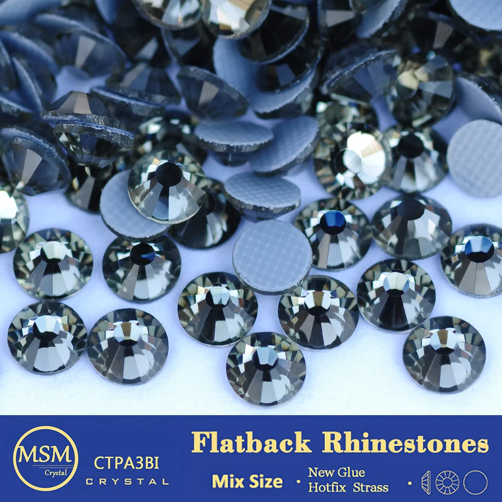 Neue 5A Flatback Strass Hotfix Strasssteine, schwarze Diamanten, selbstklebend, zum Aufbügeln auf Taschen, Schuhe, Kleidung und Näharbeiten. – Detail 2