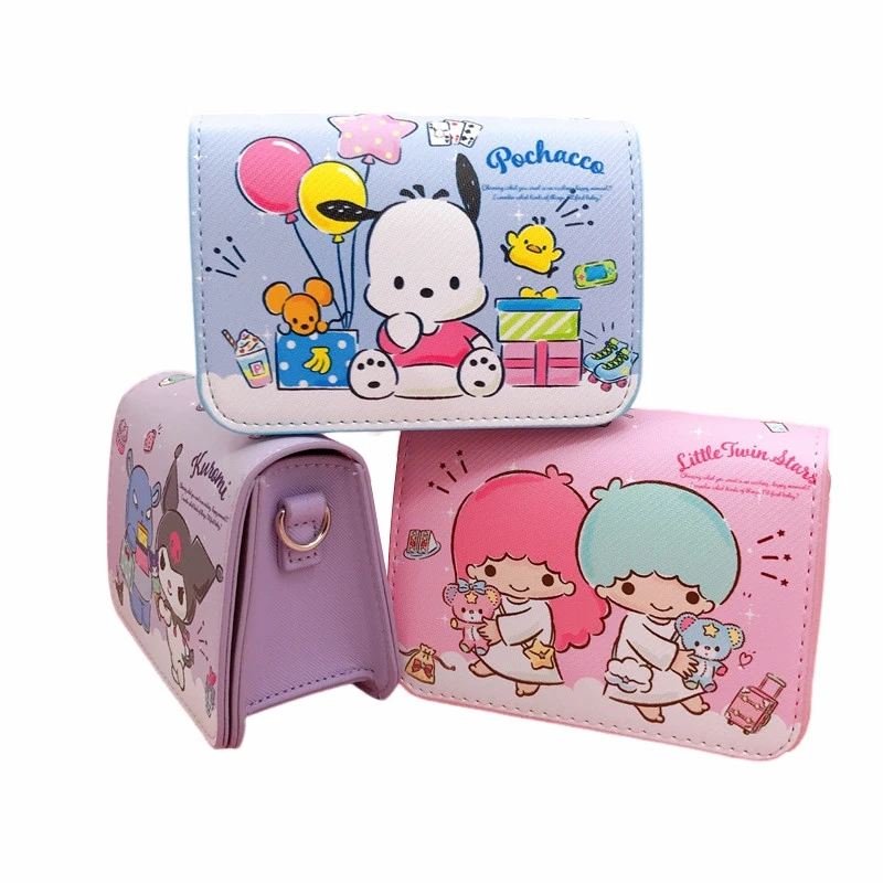 Anime Sanrio Hello Kitty Phochacco Cute Cartoon Girls Magnetic Buckle Crossbody Bag kawaii Hard Side Print Crossbody Storage Bag