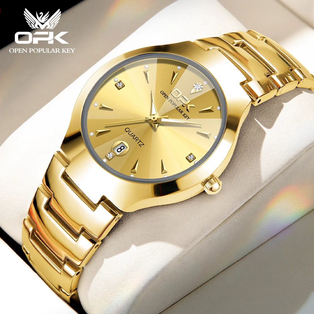 OPK Men Watch Luxury Brand Dress Male Wristwatch Waterproof Luminous Calendar Stainless Steel