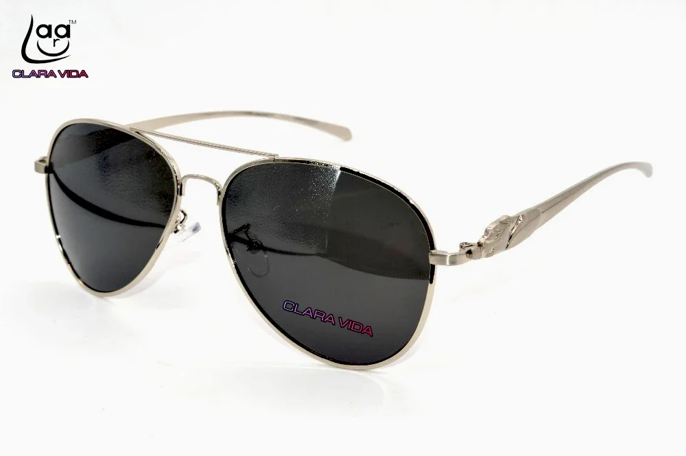 

=CLARA VIDA Polarized Sunglasses= Cool Mens Leopard SILVER Polarized Sunglasses Oversized Vintage