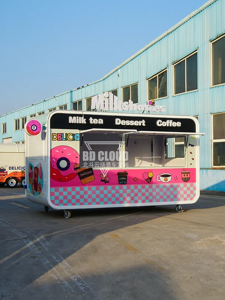 Mobile gourmet coffee milk tea dining car, commercial street night market catering stall car multi-function