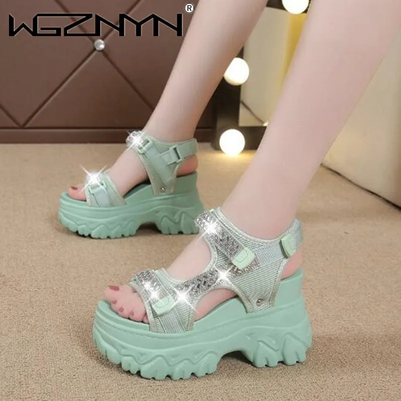 

2024 NEW Women Wedge Increased Platform Shoes Ladies Beach Summer Sandalia 9cm High Heels Sexy Open-toed Sandals Chunky Sandals