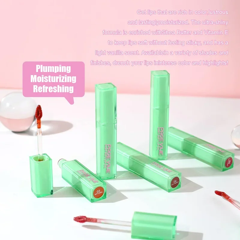 Page Vine Mirror Lip Glaze Pouty Lip Plumping Glossy Lips Jelly Lipstick Lip Lloss Moisturizing Longlasting Summer Lips Makeup