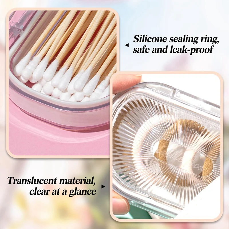 4 PCS Hair Tie Container Beads Storage White Plastic Small Portable Travel Cotton Swab Holder Flosser Dispenser With Lid Box