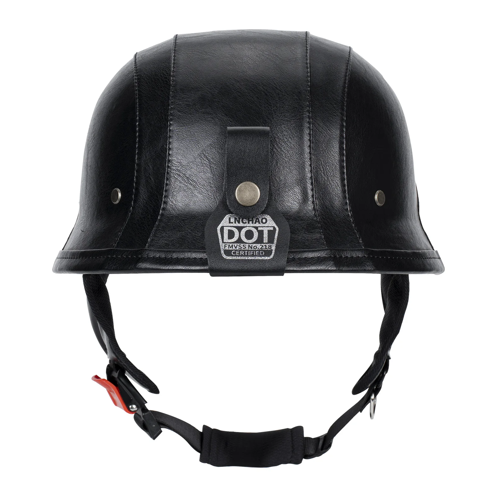 German Half Helmet Premium Vintage Open Face Motorcycle Helmet Genuine Cowhide Leather Cover DOT Certified Classic Retro Design