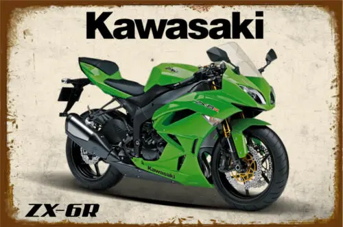 zx6r,kawasaki, metal sign, mancave, garage, metal sign