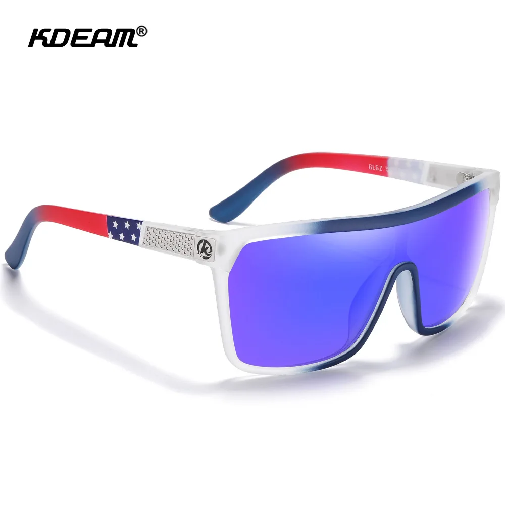 KDEAM Windproof Polarized Sunglasses Men Women Integrated Lens Square Sport Glasses Brand Outdoor Cycling Goggles Driving Shades