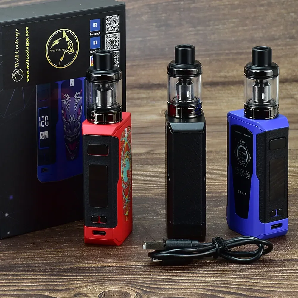 wolfcoolvape Electronic Cigarette Kit 120W Vape Mod Box Kit with OLED Screen, 2.5ml Atomizer and 1800mAh Battery