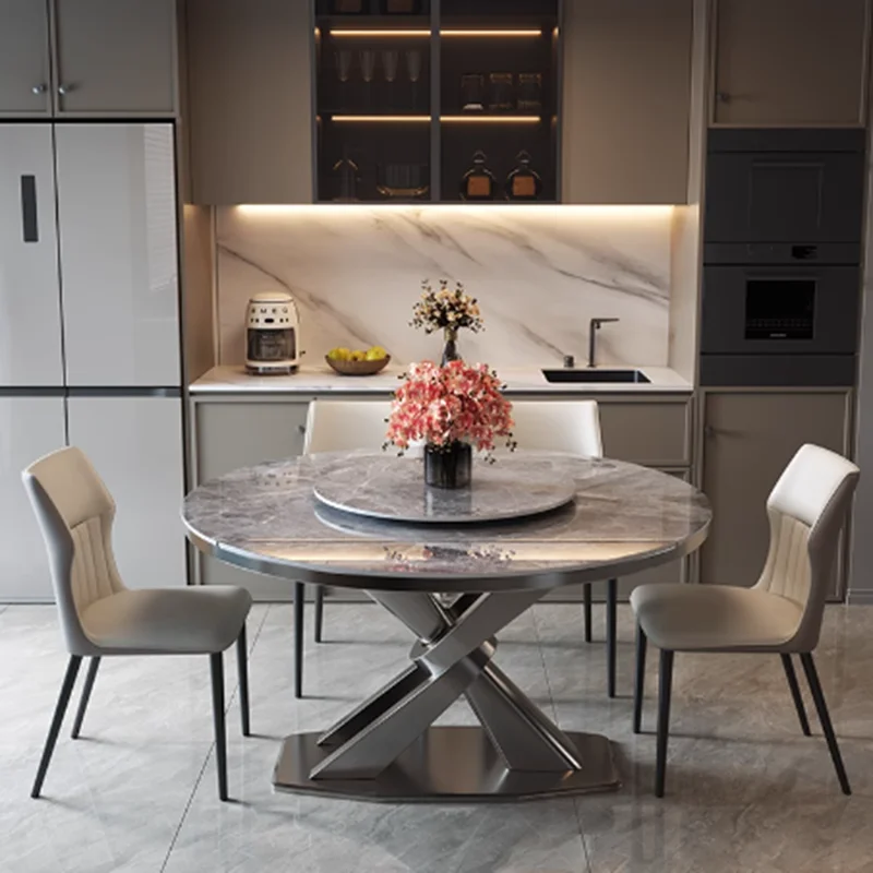 

Folding Modern Dining Table Turntable Extendable Hall Luxury Dining Table Kitchen Relaxing Muebles Para El Hogar Home Furniture