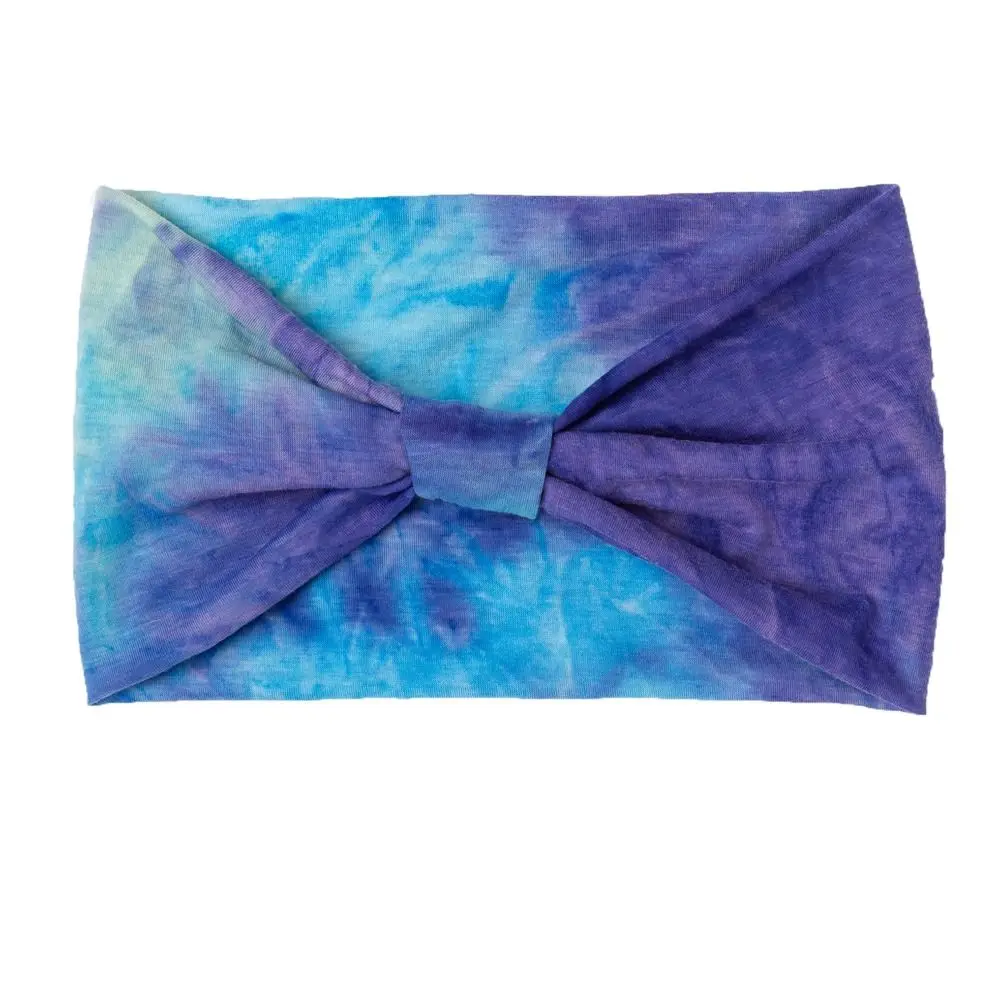 

Bowknot Turbans Colorful Tie Dye Headwrap Elastic Cotton Yoga Headband Unisex Charming Cross Headband Sports