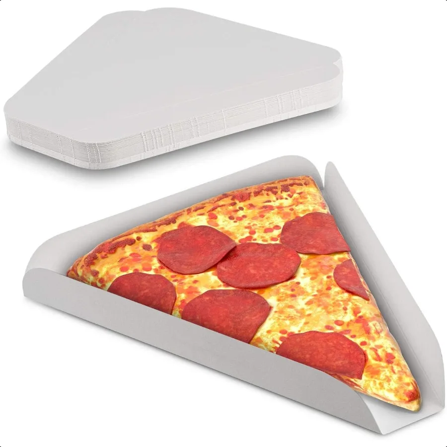 Plato de cuña para pizza individual blanco, bandeja para rebanadas de pizza de cartón de 8,43 x 7,75 pulgadas, paquete de 50 fabricados en EE. UU.