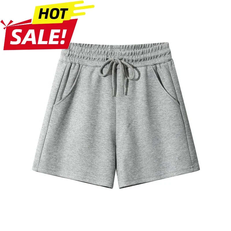 

Женские спортивные шорты больших размеров, новинка 2025, летние свободные верхние шорты из чистого хлопка, брюки для йоги три четверти, повседневные брюки