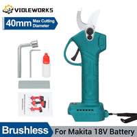 40mm Electric Pruning Shears Brushless Cordless Pruner Shear Garden Fruit Tree Branches Cutter Tool for Makita 18V Battery