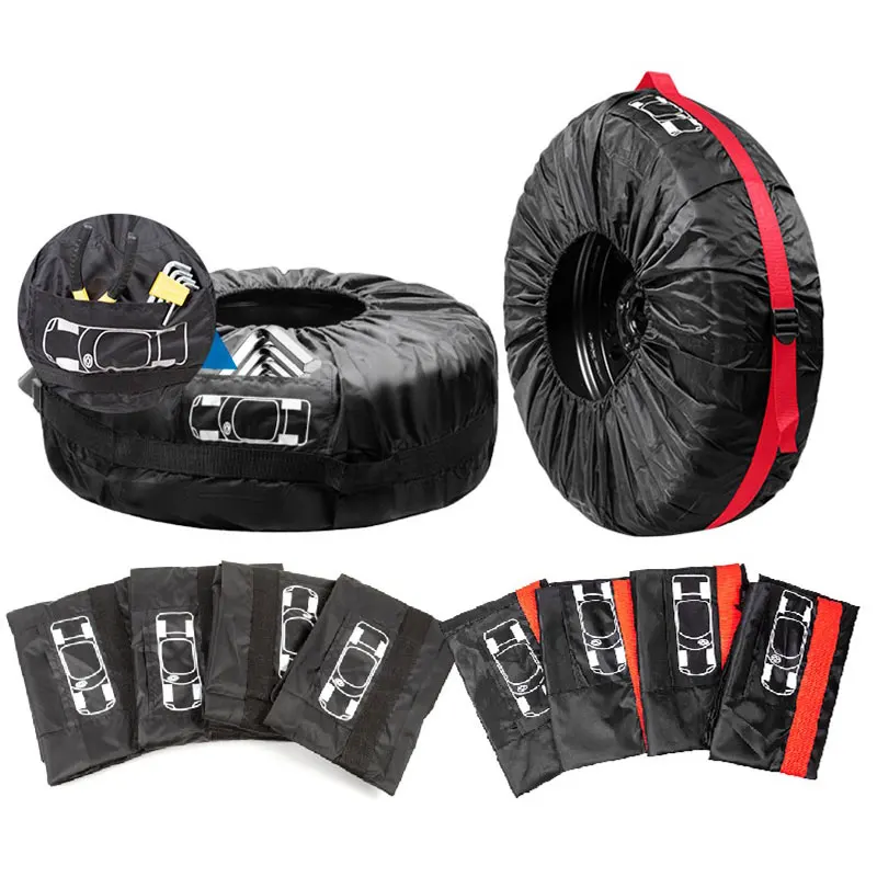 Car Spare Tire Cover Polyester Car Tyre Storage Bags Automobile Spare Tire Storage Protection Dustproof Cover Tyre Accessories