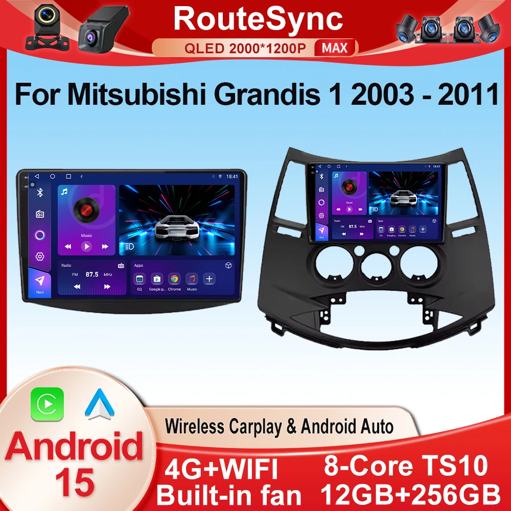 Android 15 Car Radio Player For Mitsubishi Grandis 1 2003 - 2011 Auto GPS Navigation Carplay Bluetooth DSP Wifi 4G NO 2din DVD