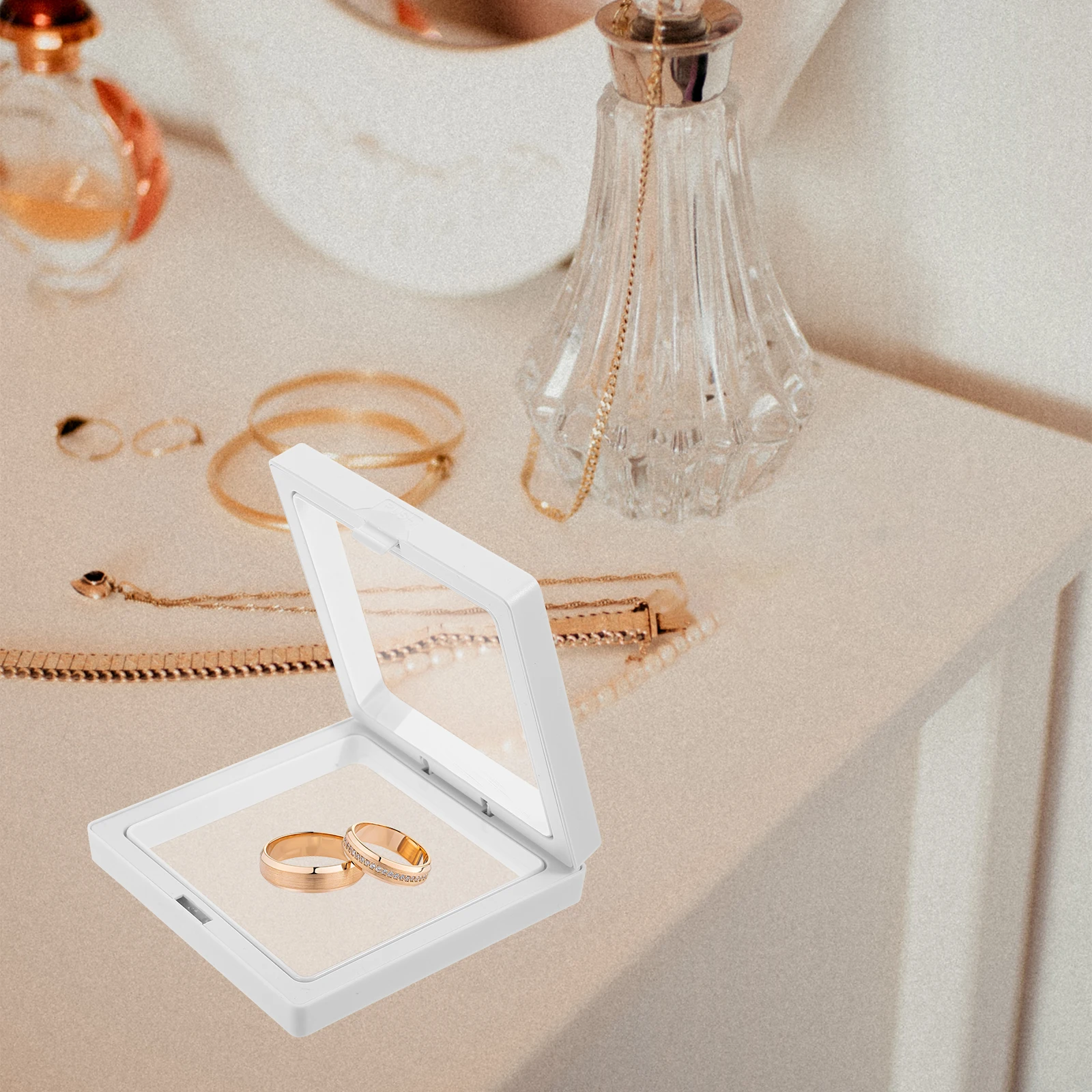 12 szt. Przezroczyste pudełko na monety, biżuterię, zabezpieczone przed kurzem i wodą, 3D etui z podstawką na znaczki pocztowe i kamienie szlachetne