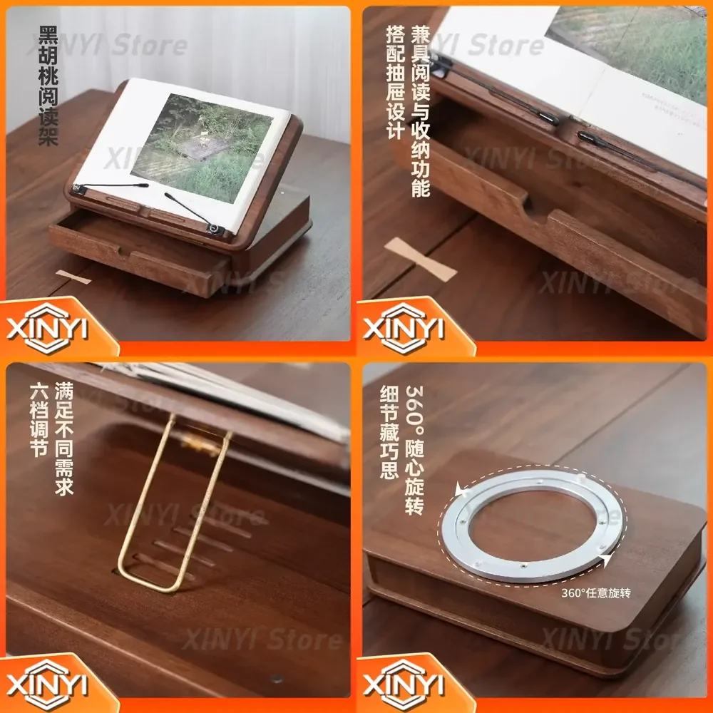 for North American Black Walnut Solid Wood Desktop Reading Stand for Students Kids Learning Book Holder Adjustable
