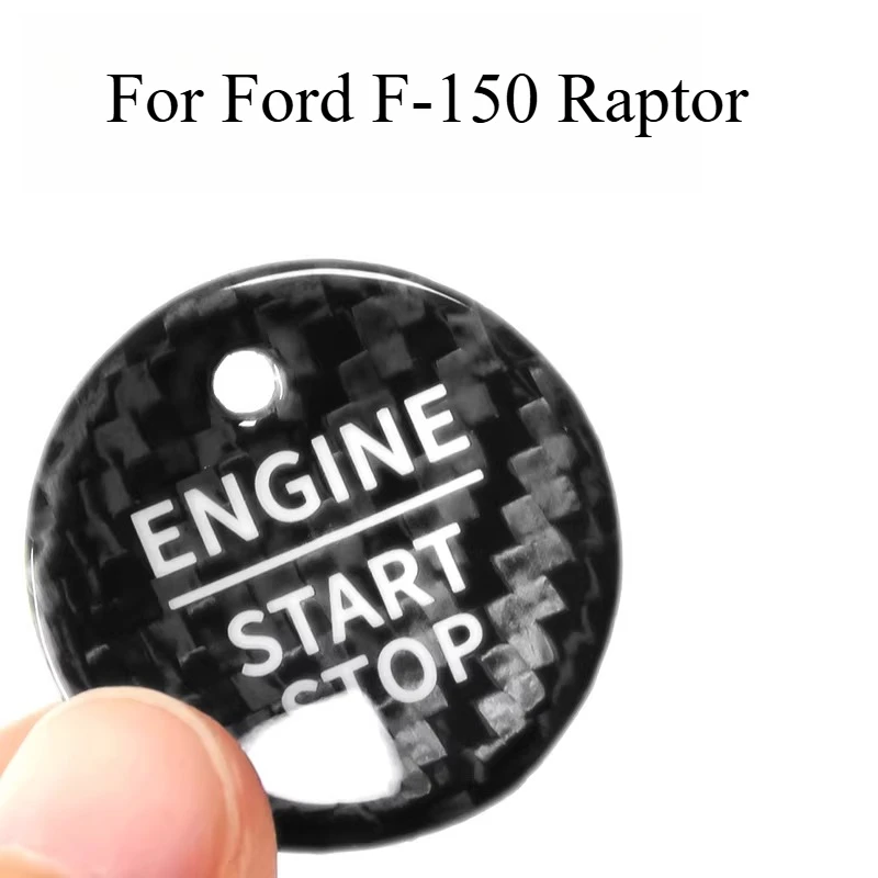 Real Carbon Fiber One Push Start Button Cover Sticker for Ford F150 Raptor Interior Styling Accessories