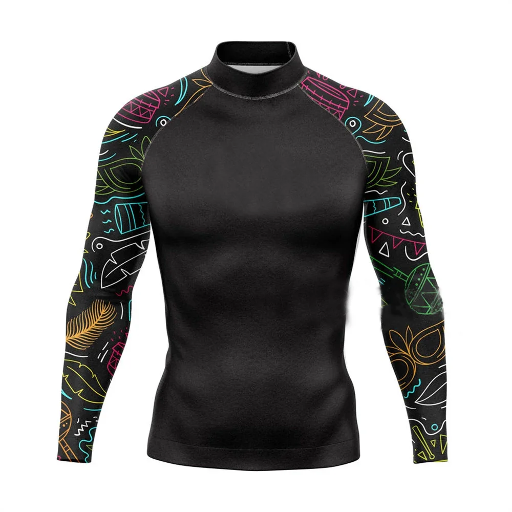 Men Wetsuits Swimming Beach UV Protection Swimwear Rash Guards Long Sleeve Shirts Surfing Diving Swimsuit