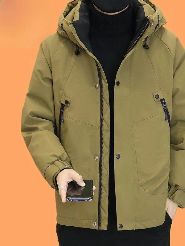 

Новая молодежная мужская зимняя куртка с флисовой подкладкой, на пуховом наполнителе, на молнии, с карманами для рук, спортивная, укороченная