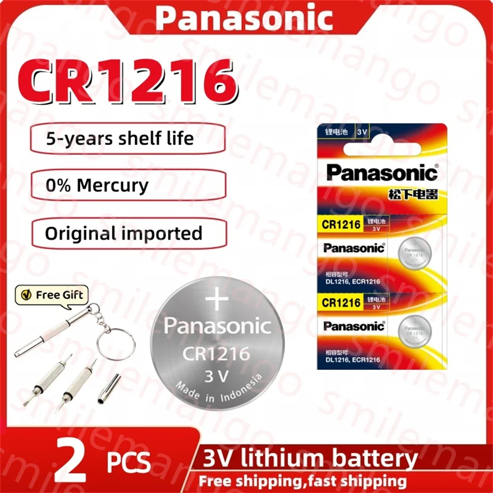 Panasonic CR1216 Knoopbatterij 3V Lithiumbatterij Elektronisch Horloge Auto Afstandsbediening Sleutel Stappenteller Remlicht Universeel