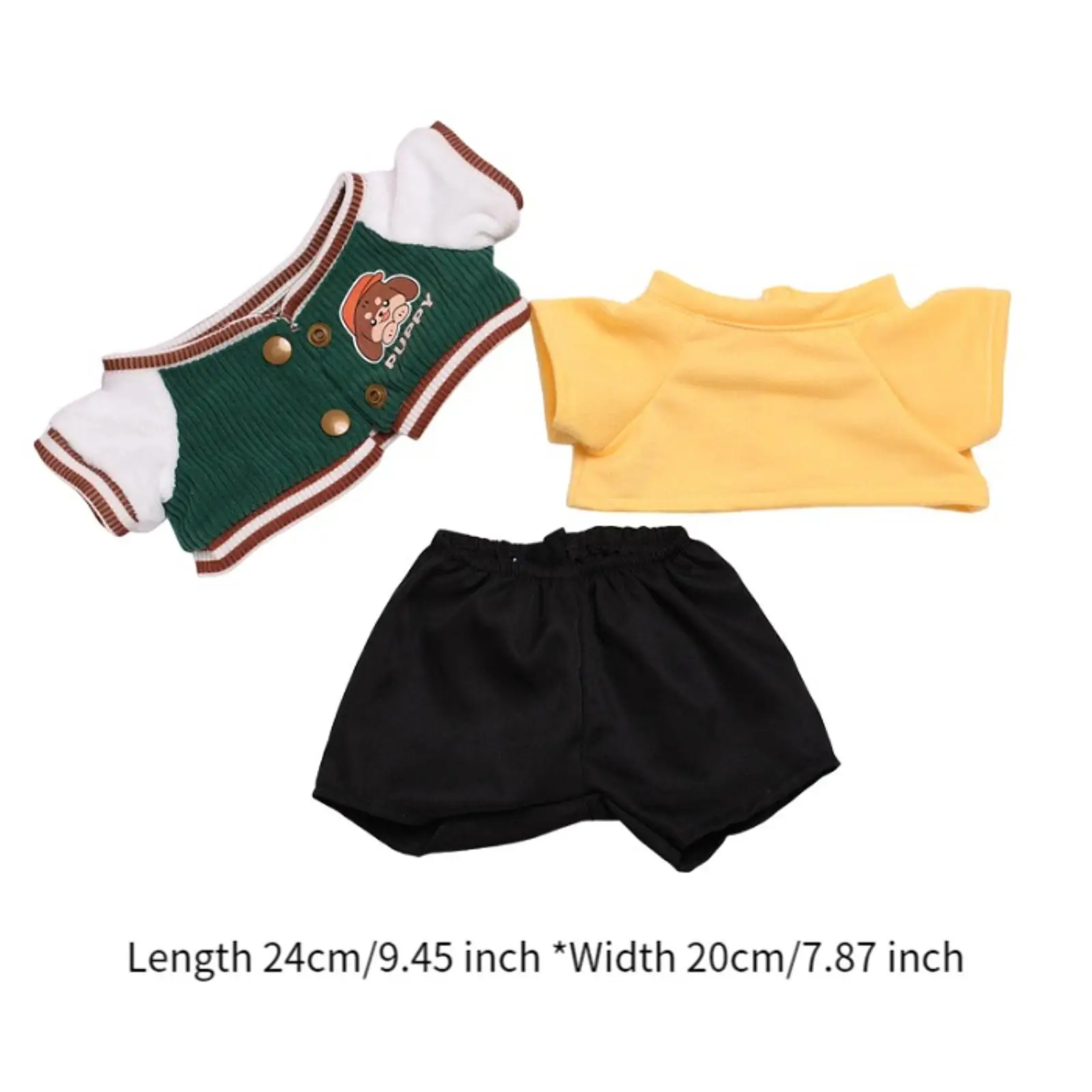 ملابس دمى قطيفة، ملابس حيوانات محشوة، DIY، فستان، موضة، سترة بأكمام قصيرة وبنطلون بدلة بيسبول لطيفة