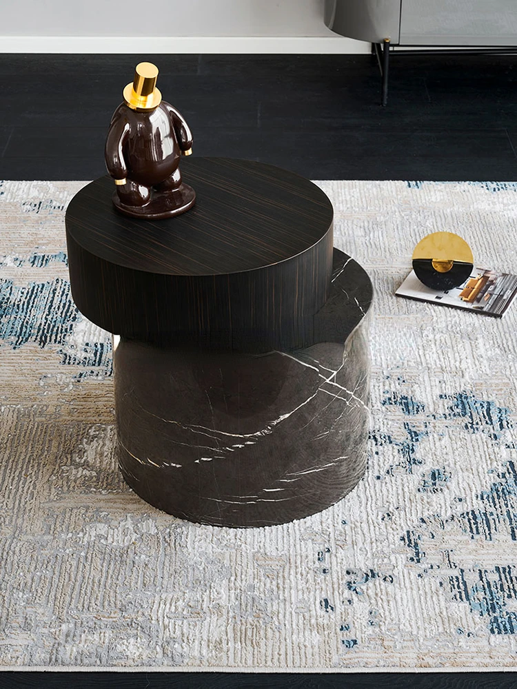 /Round coffee table/Minimalism/Bulgarian grey marble design sense