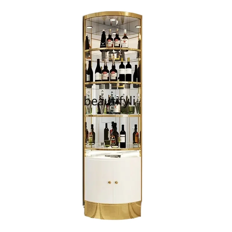 New Modern Light Luxury Display Wine Cabinet Home Living Room Corner Glass Triangle Fan shaped Corner Wall Wine Cabinet