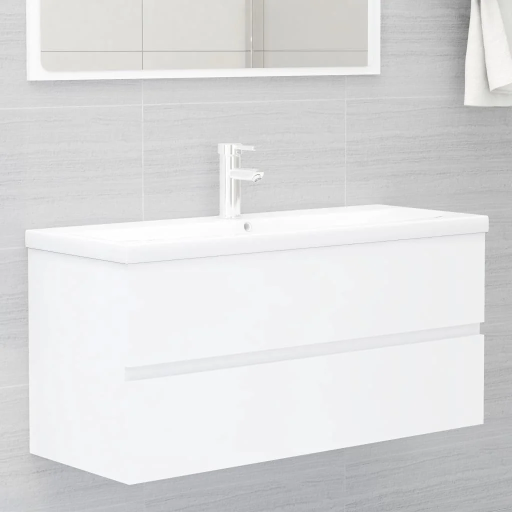 Weißer Waschbeckenunterschrank, 100 x 38,5 x 45 cm, Holzwerkstoff, modernes Design, stilvoller Badezimmer-Aufbewahrungsschrank, stabile Struktur, Möbelsets